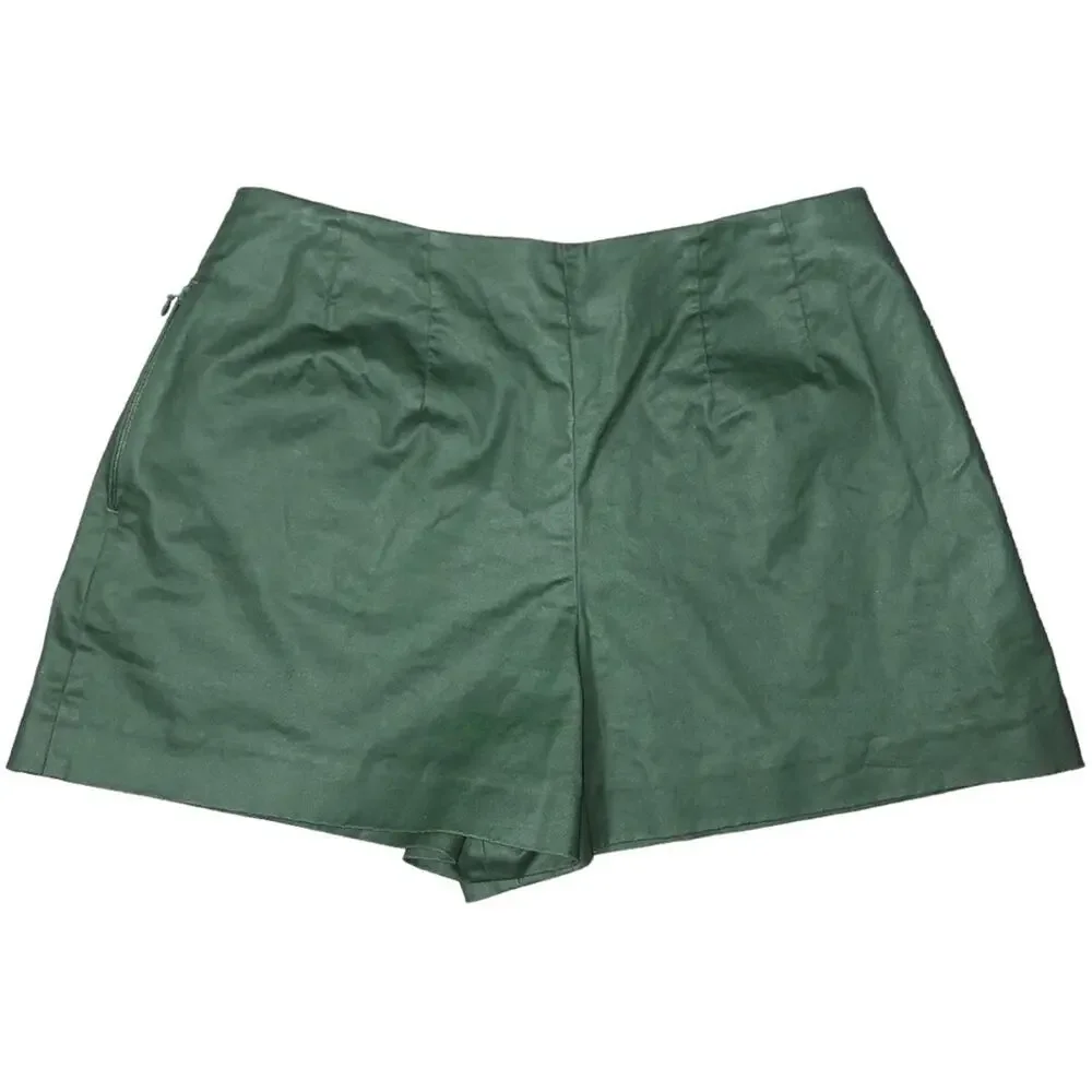 Kate Spade Saturday Green Coated High Waist Zipper Shorts 6 EUC